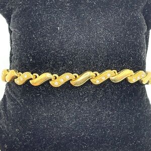 Avon Signed Vintage Gold Tone San Marco Tennis Bracelet w Extender